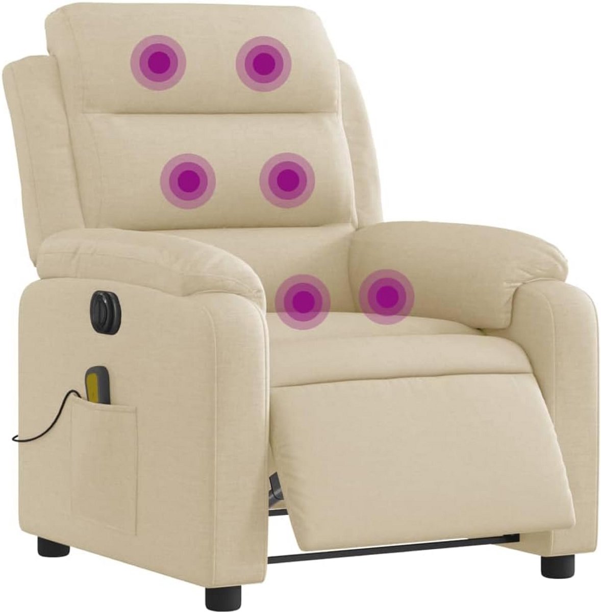 Elektrische Massagestoel Stof Crèmekleurig Verstelbaar Relaxfauteuil