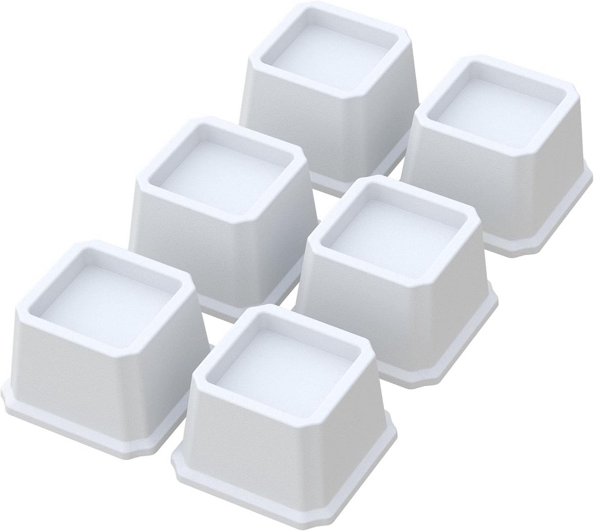 Set van 6 Zware Bedverhogers 6 cm Wit voor Bank en Tafel