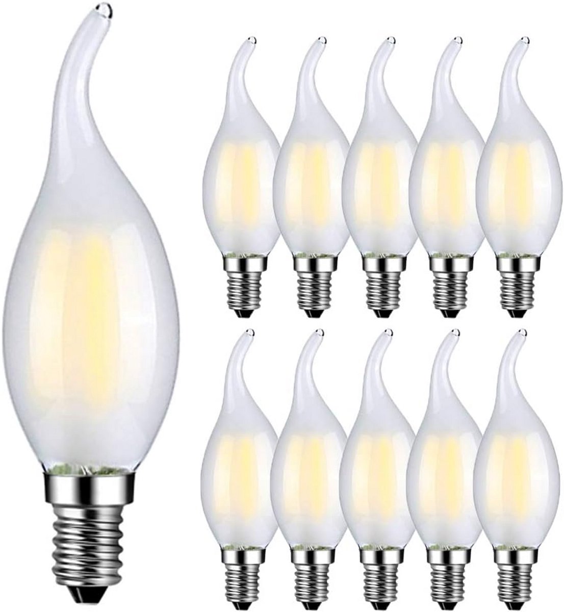 E14 Ledlampen Kaarsvorm 6W Koud Wit 6500K Lichtopbrengst 600 Lumen Gloeilampen Stijl Niet Dimbaar 10 Stuks