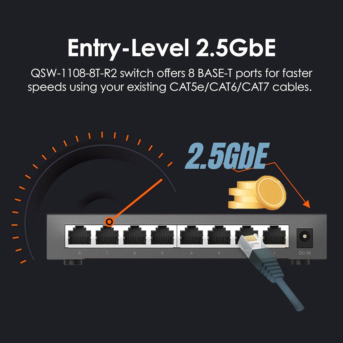Onbeheerde 8-poorts 2.5GbE Netwerk Switch voor Thuis en Kantoor