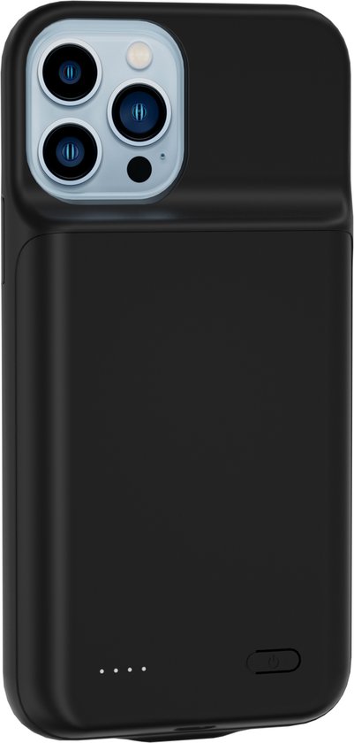 Coque de téléphone noire Distinction avec batterie, découpe pour appareil photo et indicateur de charge.