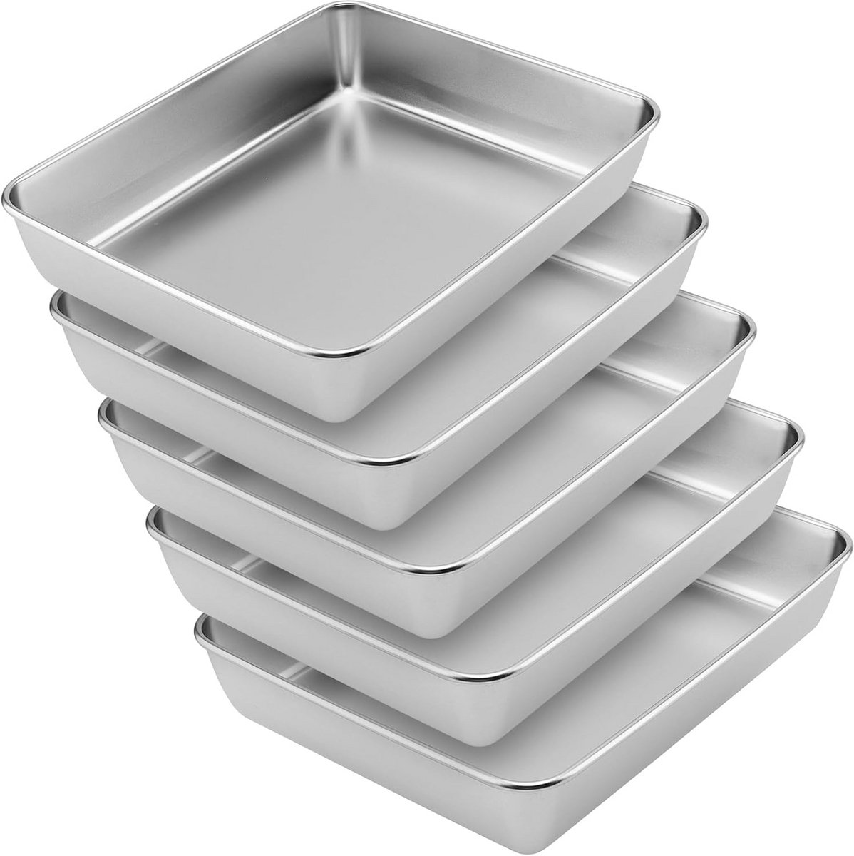 Set van 5 Rechthoekige Ovenschalen RVS 26x20x5 cm - Bakvorm en Taartplaat