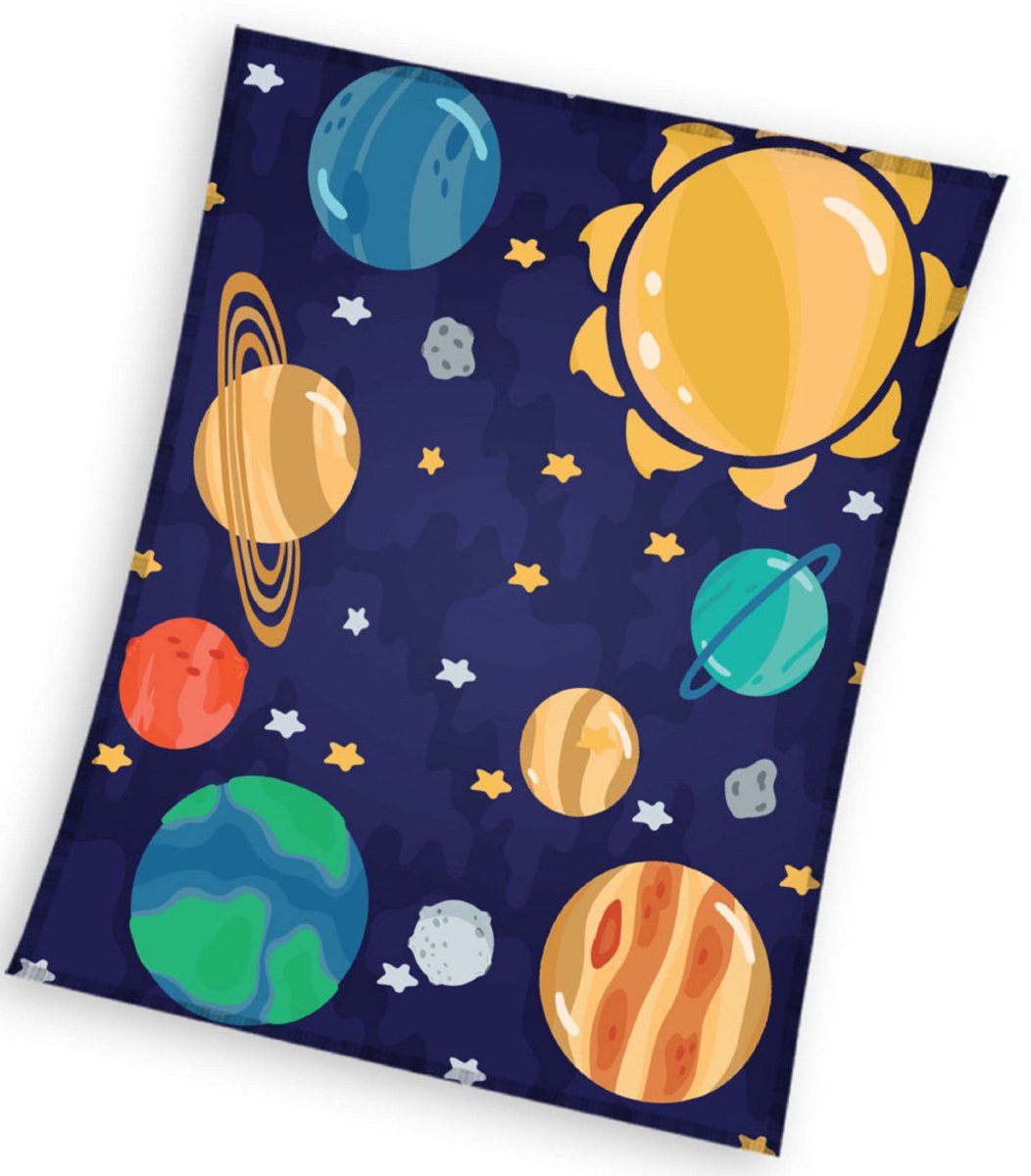 Sweet Home fleece plaid planeten meerkleurig 130x160cm