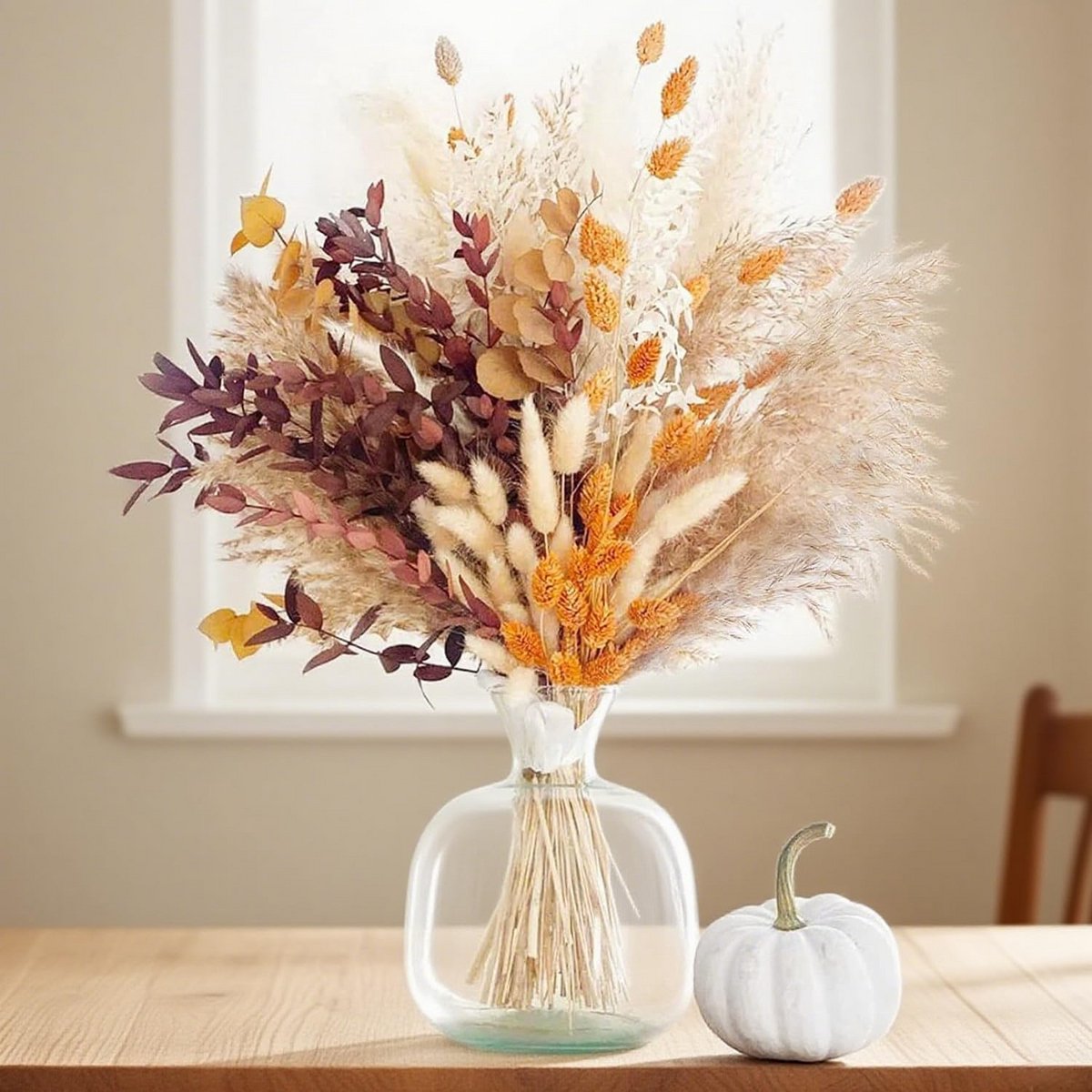64 stuks Gedroogde Bloemen Pampasgras en Riet voor Herfst en Boho Decoratie Binnen