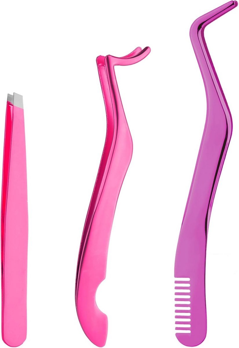 3 Set Wimperpincetten Roestvrij Staal voor Wimperverlenging en Applicatie