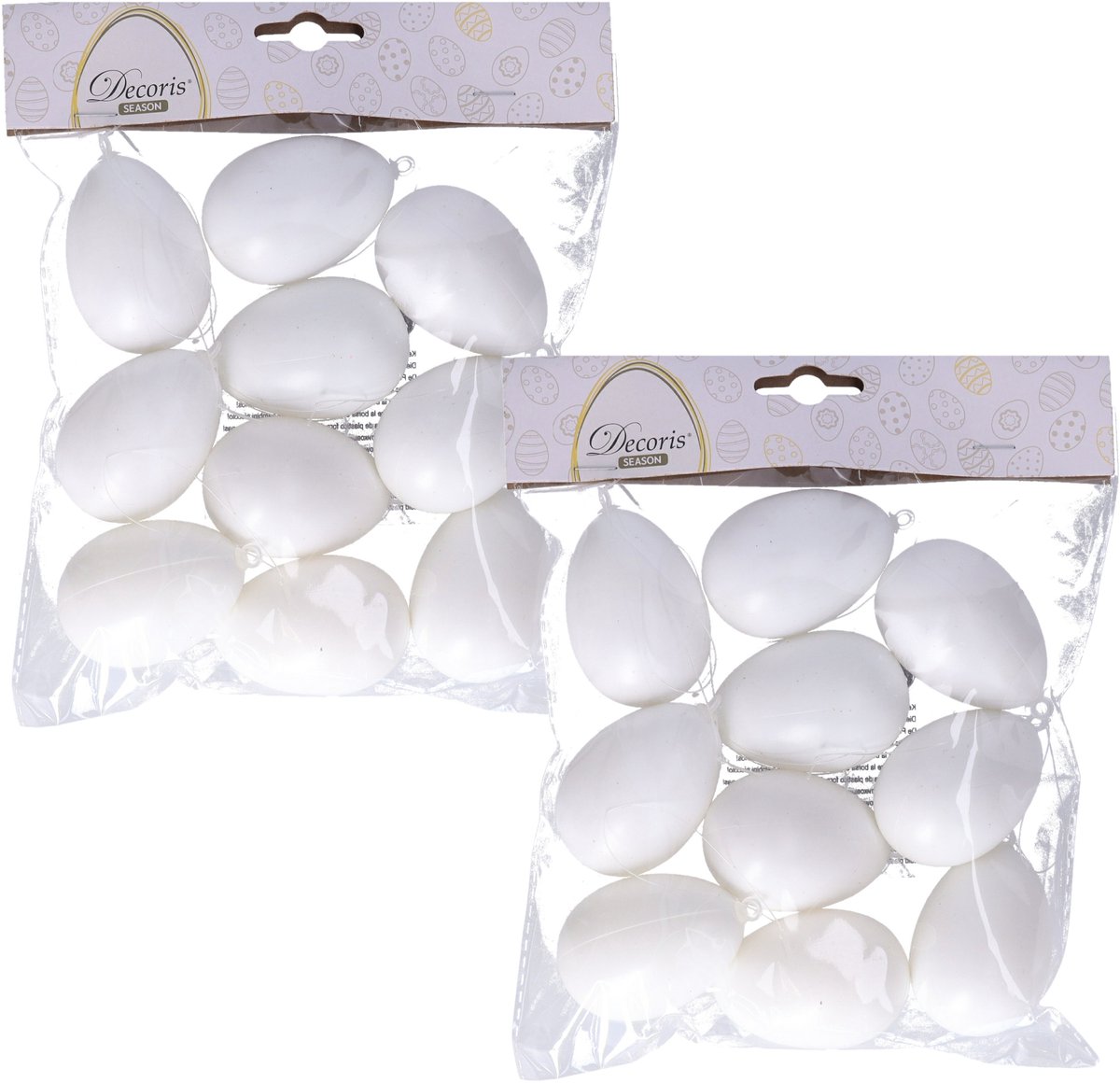 Decoris Hobby eieren - 20x - kunststof - wit - D4 x H6 cm - paasdecoratie