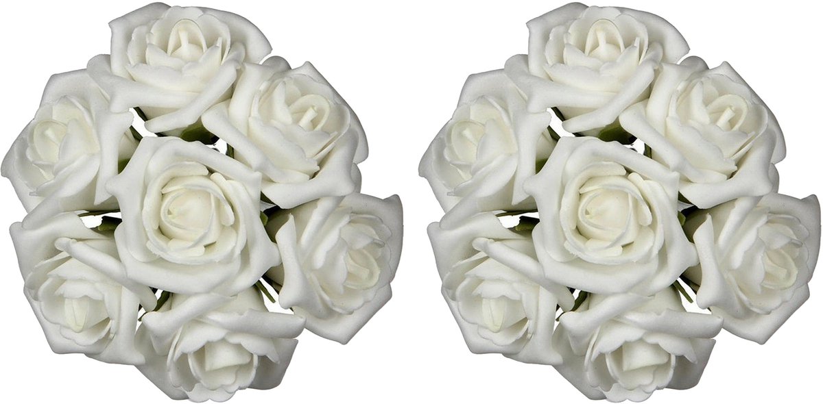 Ideas4seasons Rozen - 14x stuks - foam - 9 x 3 cm - creme wit - diy - bruiloft decoratie