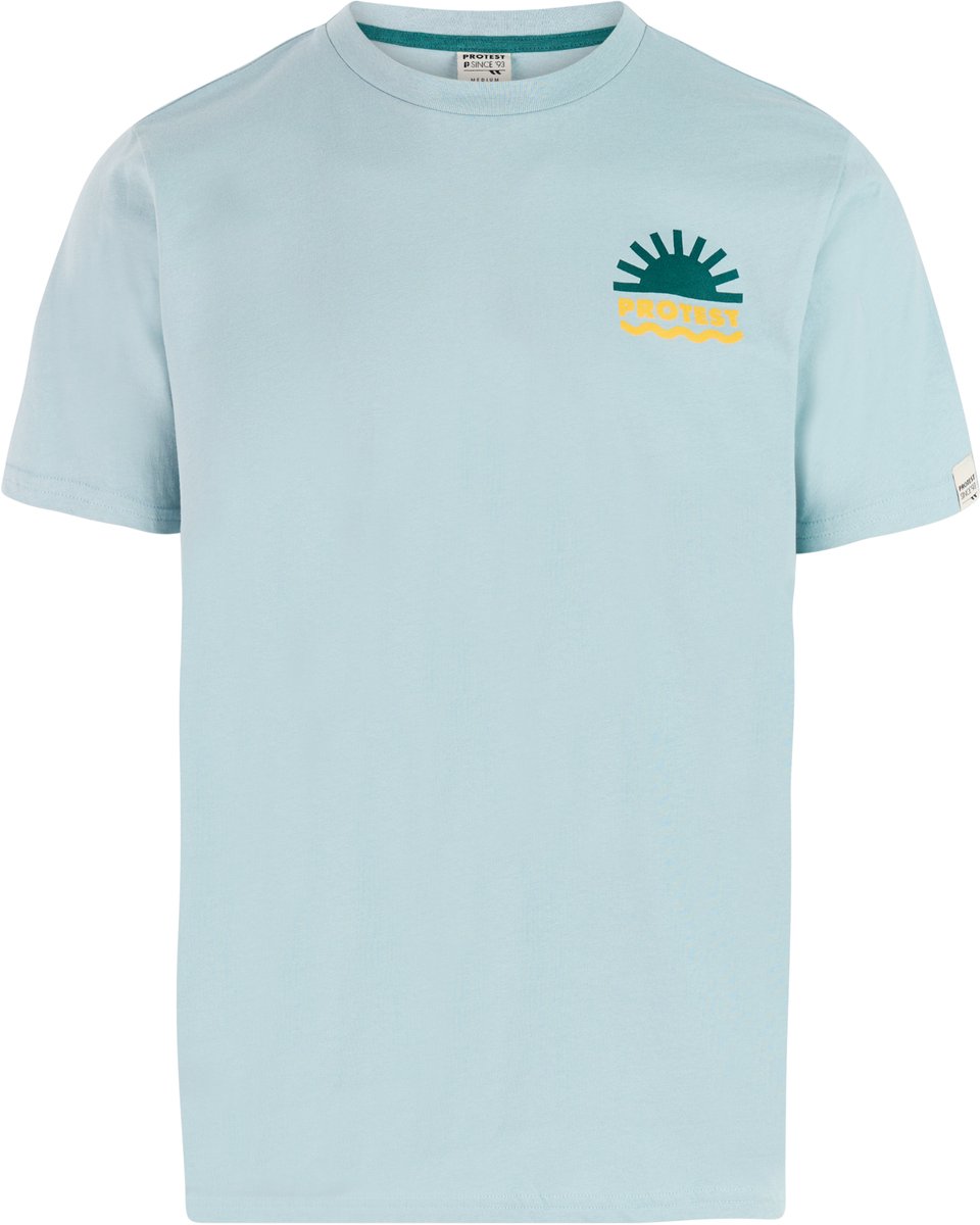 Protest PRTRenhold T-shirt Heren Korte mouwen Ronde hals Normale pasvorm Crème Blauw