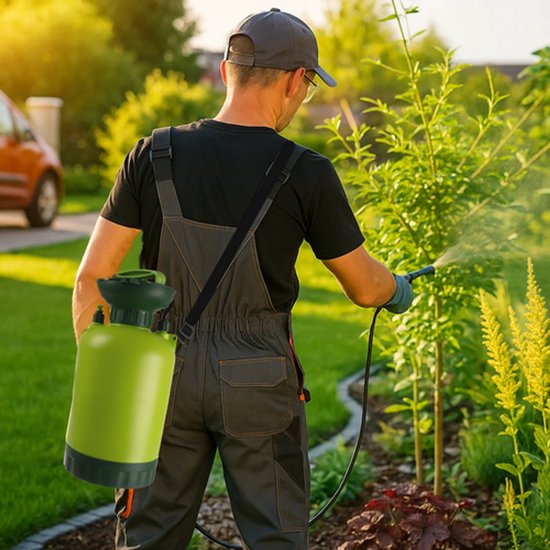 Tuin Drukspuit 5L met Lange Lans en 150cm Slang - Handdruk Vernevelaar met Draagriem - drukspuit - Groen - 55776 van Merkloos	 — afbeelding 4