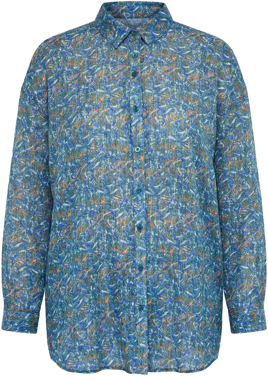 Studio Untold - Dames - Blouse oversized model patroon met glitterdraden - Matgroen - Maat 58+