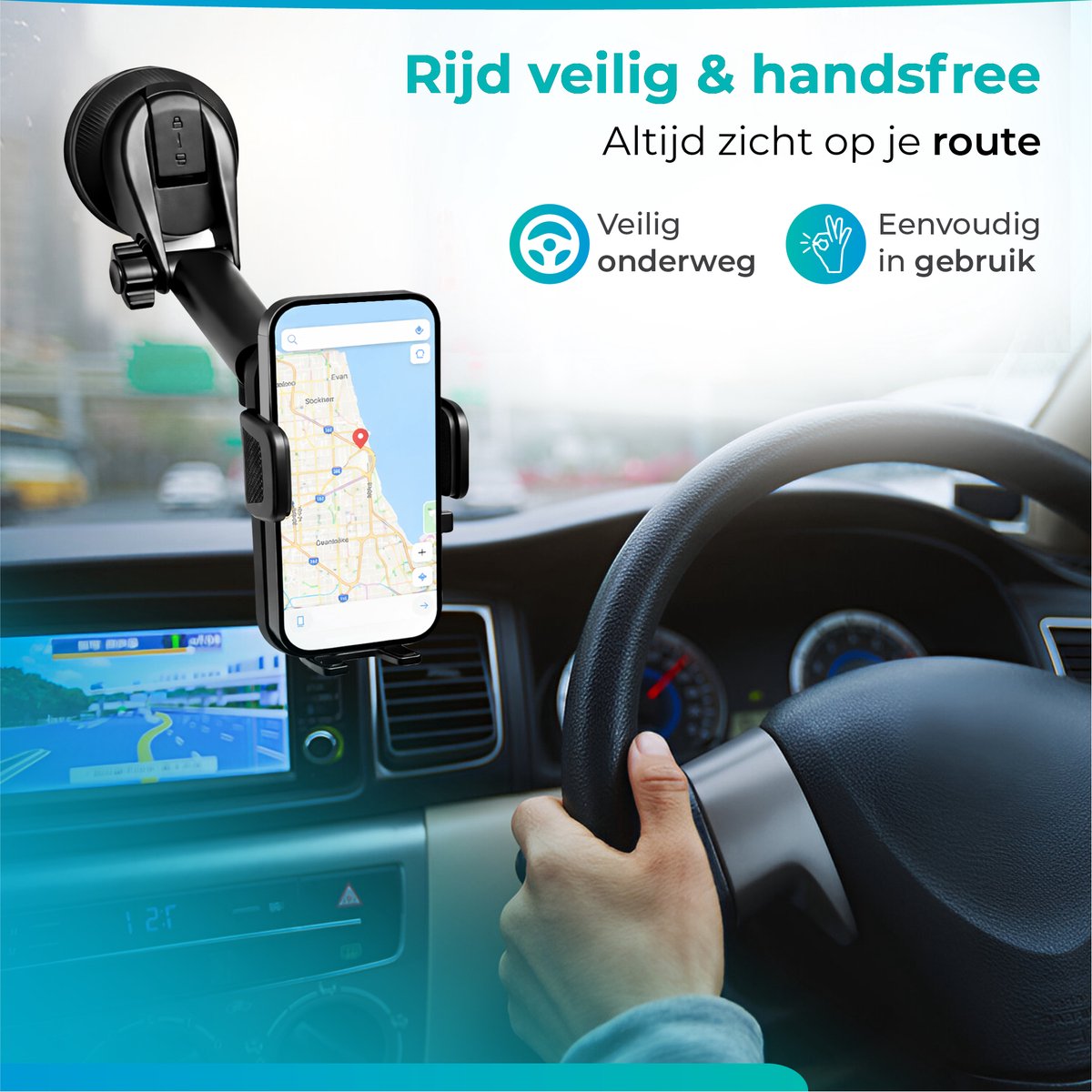 Nereb Telefoonhouder Auto met Zuignap – Dashboard & Voorruit – 360° Draaibaar – Schokbestendig – Universele Autohouder voor Smartphone – foto 7