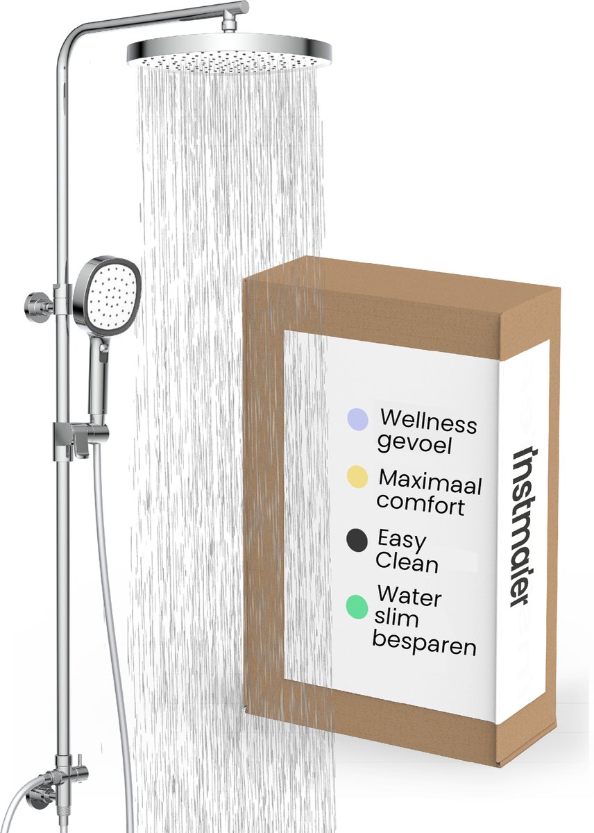 instmaier Cleo - Regendouche - Chroom/Wit - met waterbesparende handdouche - grote hoofddouche - doucheset