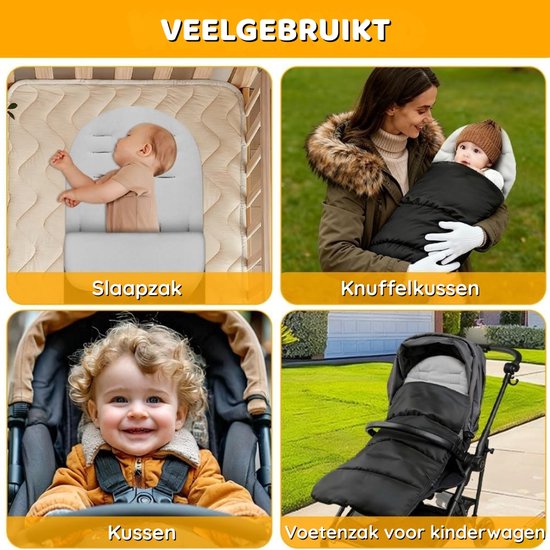 Baby Voetenzak - Wandelwagen Zak - Warm Blijven - Waterdicht & Winddicht - 84 x 40 cm - Grijs — afbeelding 5