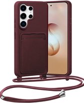 Hoesje Geschikt voor Samsung S26 Ultra Hoes Met Telefoonketting - Backcover Geschikt voor Samsung Galaxy S26 Ultra Case Met Koord - Aubergine