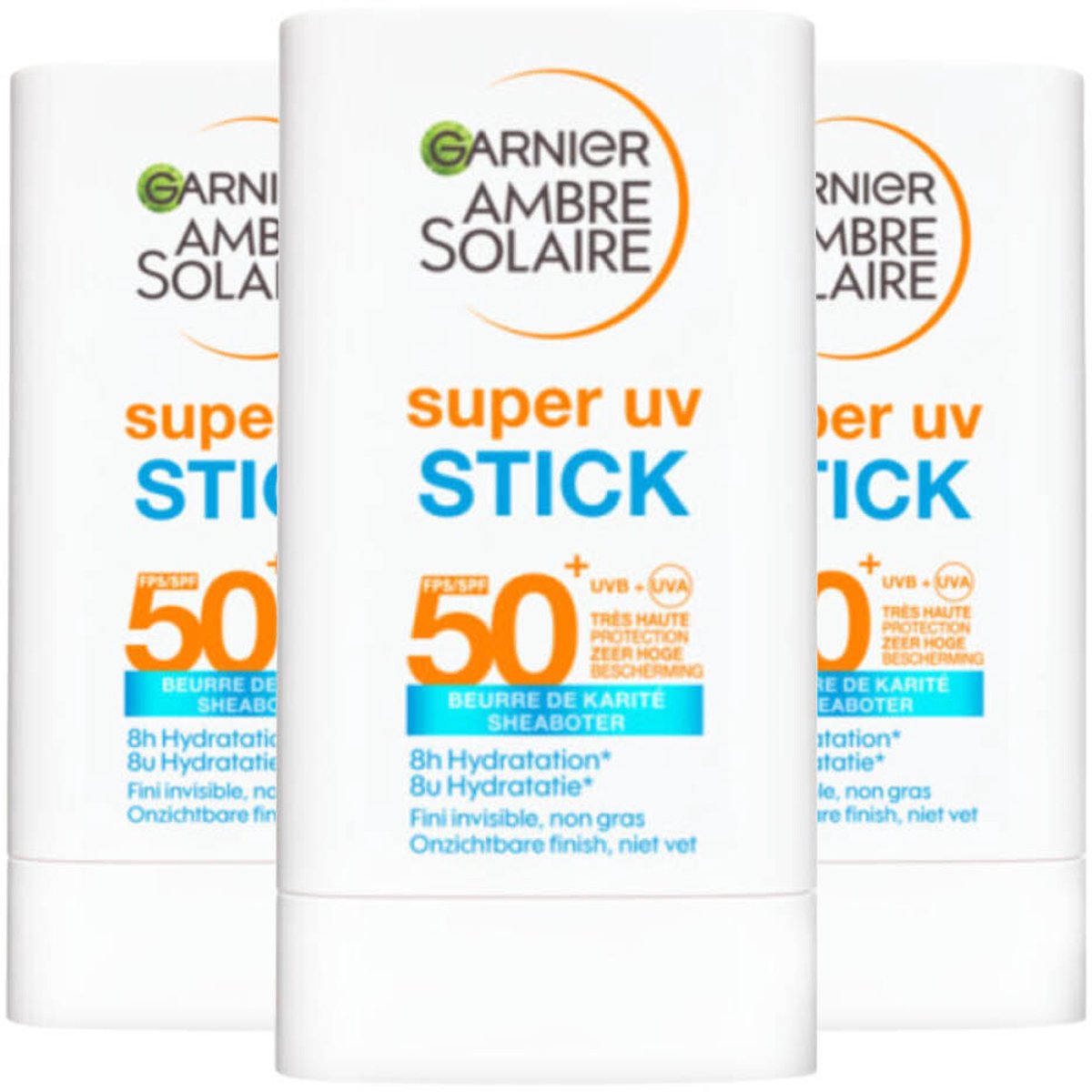 Garnier Ambre Solaire Super UV Stick SPF 50+ - 3 x 18 gr - Voordeelverpakking