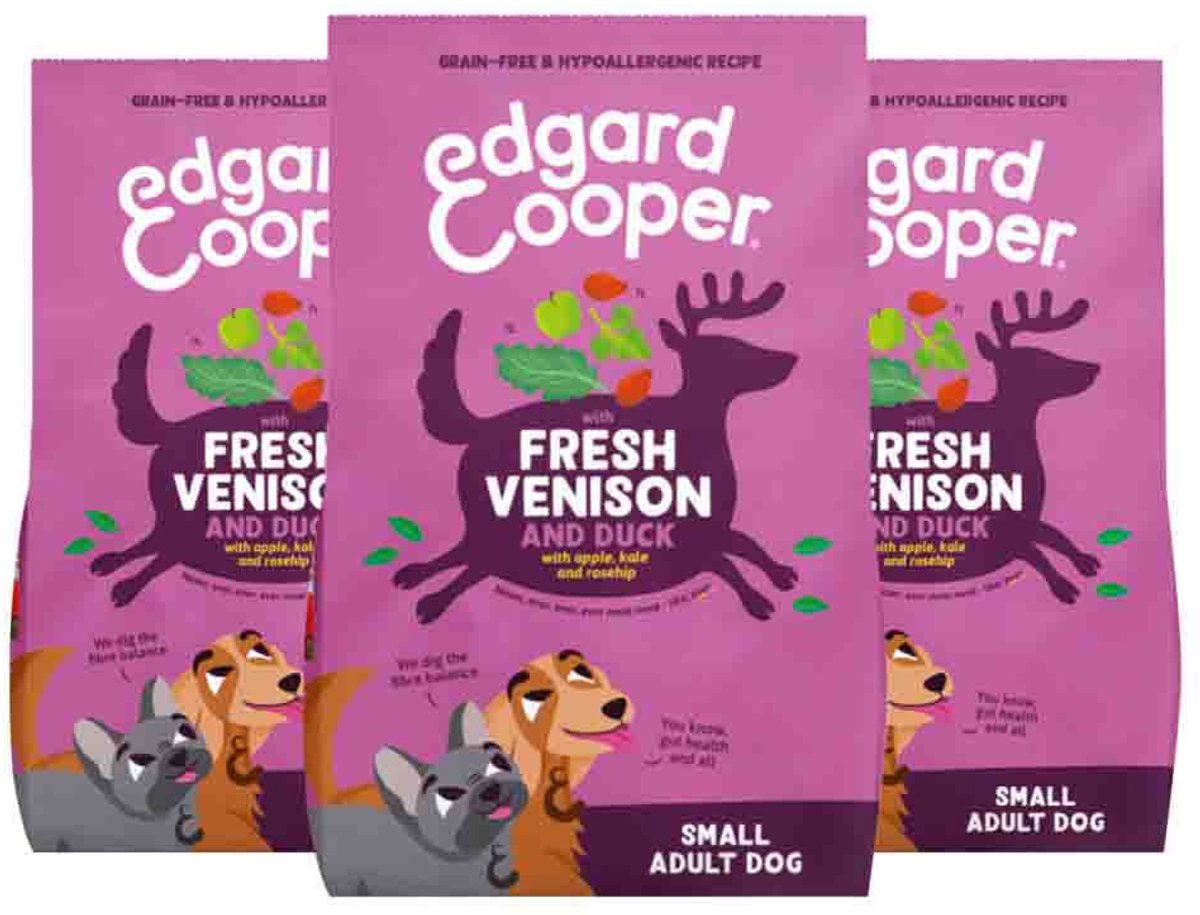 Edgard & Cooper Hondenvoer Droog Adult Small Hert&Eend - 3 x 3 kg - Voordeelverpakking