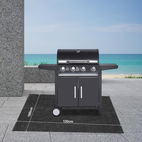 BBQ Mat Rechthoek 100x120 cm - Barbecue vloermat voor BBQ - Grijs Barbecue tapijt voor barbecueën, terras en tuin van BBQ+ — afbeelding 2