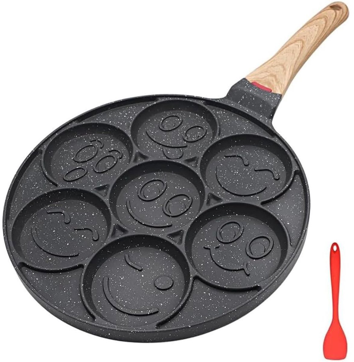 Core® Smiley Face Pannenkoekenpan - Antiaanbaklaag - Mini Pannenkoekmaker - Zwart - 46cm x 26cm x 6cm
