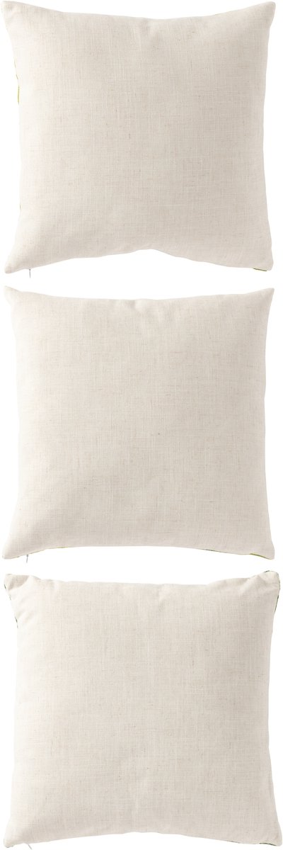 J-Line kussen Vierkant - polyester - groen/wit - set van 3