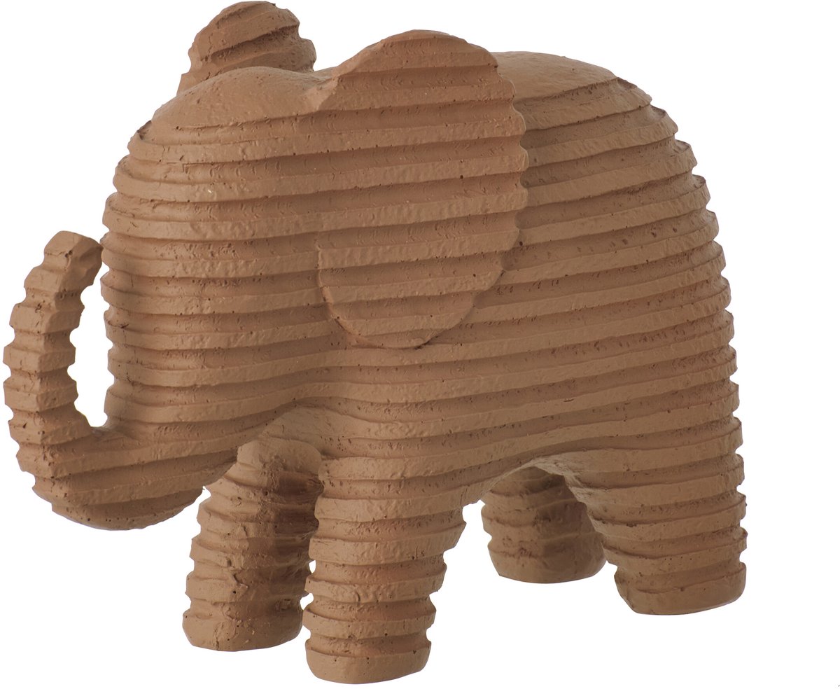 decoratie Olifant Gestreept - polyresin - bruin - large