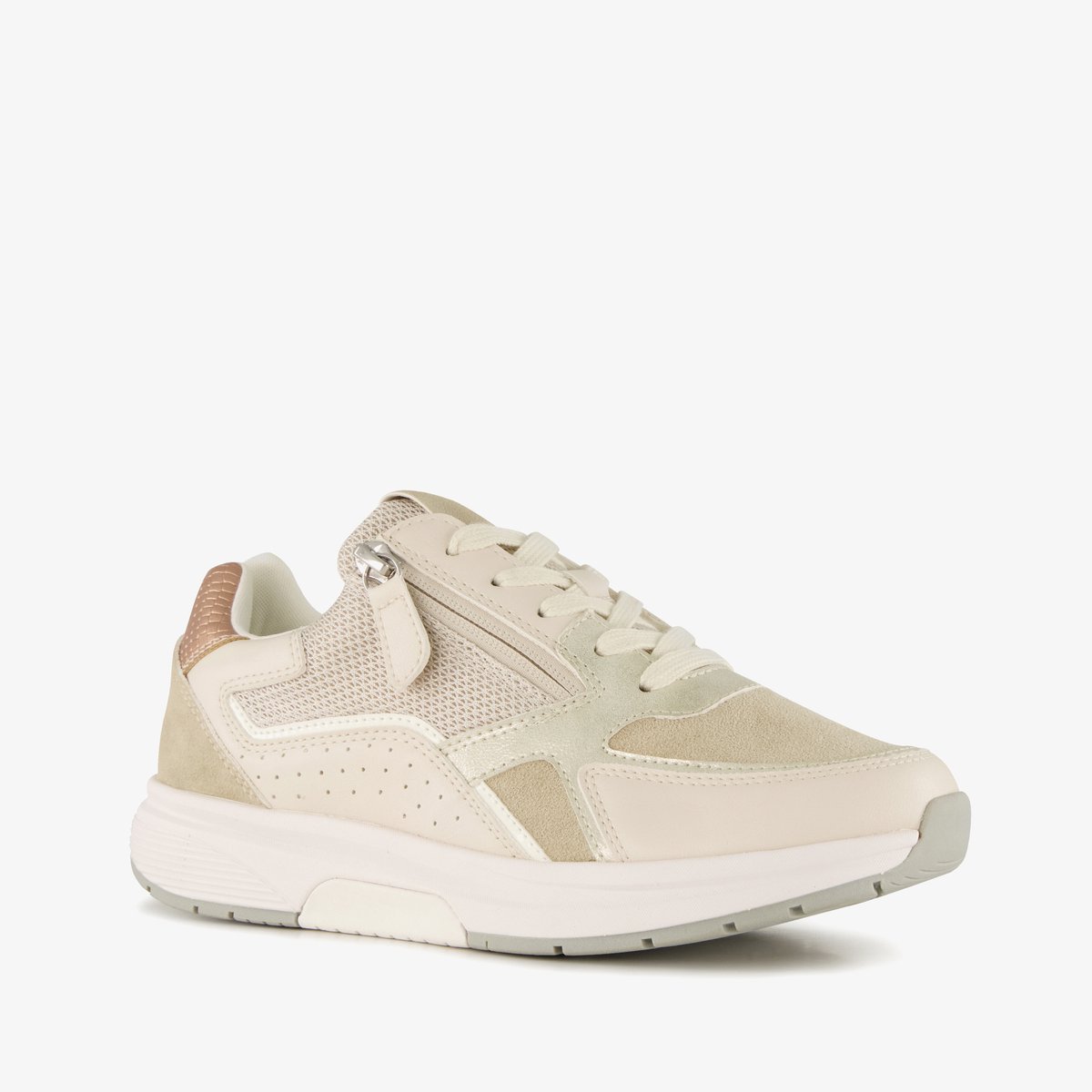 Blue Box dames sneakers beige goud - Maat 38 - Uitneembare zool