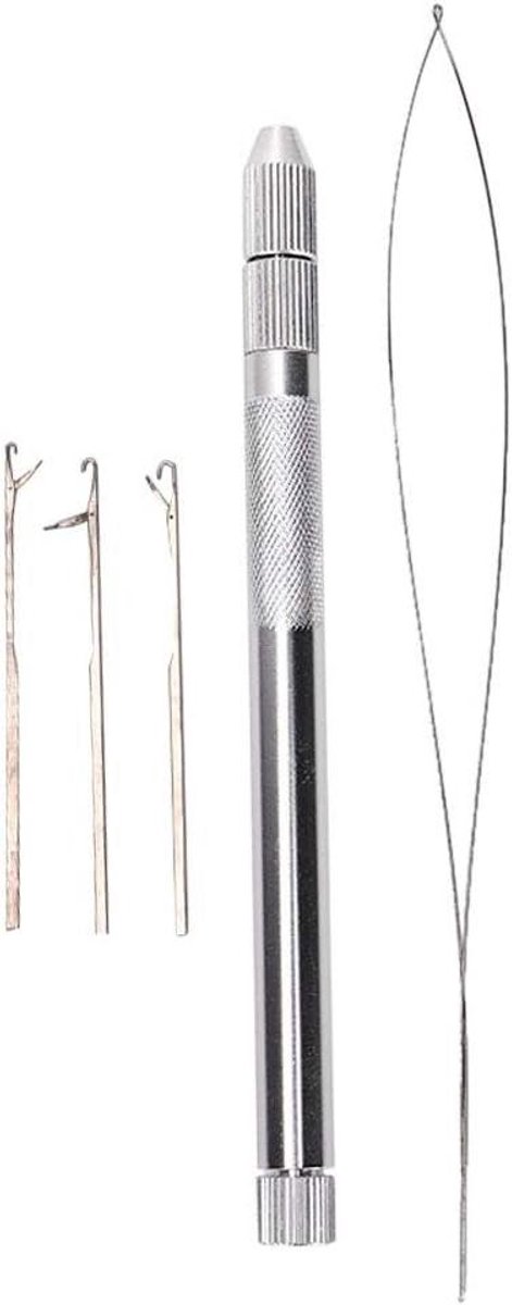 Treklussennaald met aluminium greep voor microparels en loopthreader - ideaal voor haarverlenging!