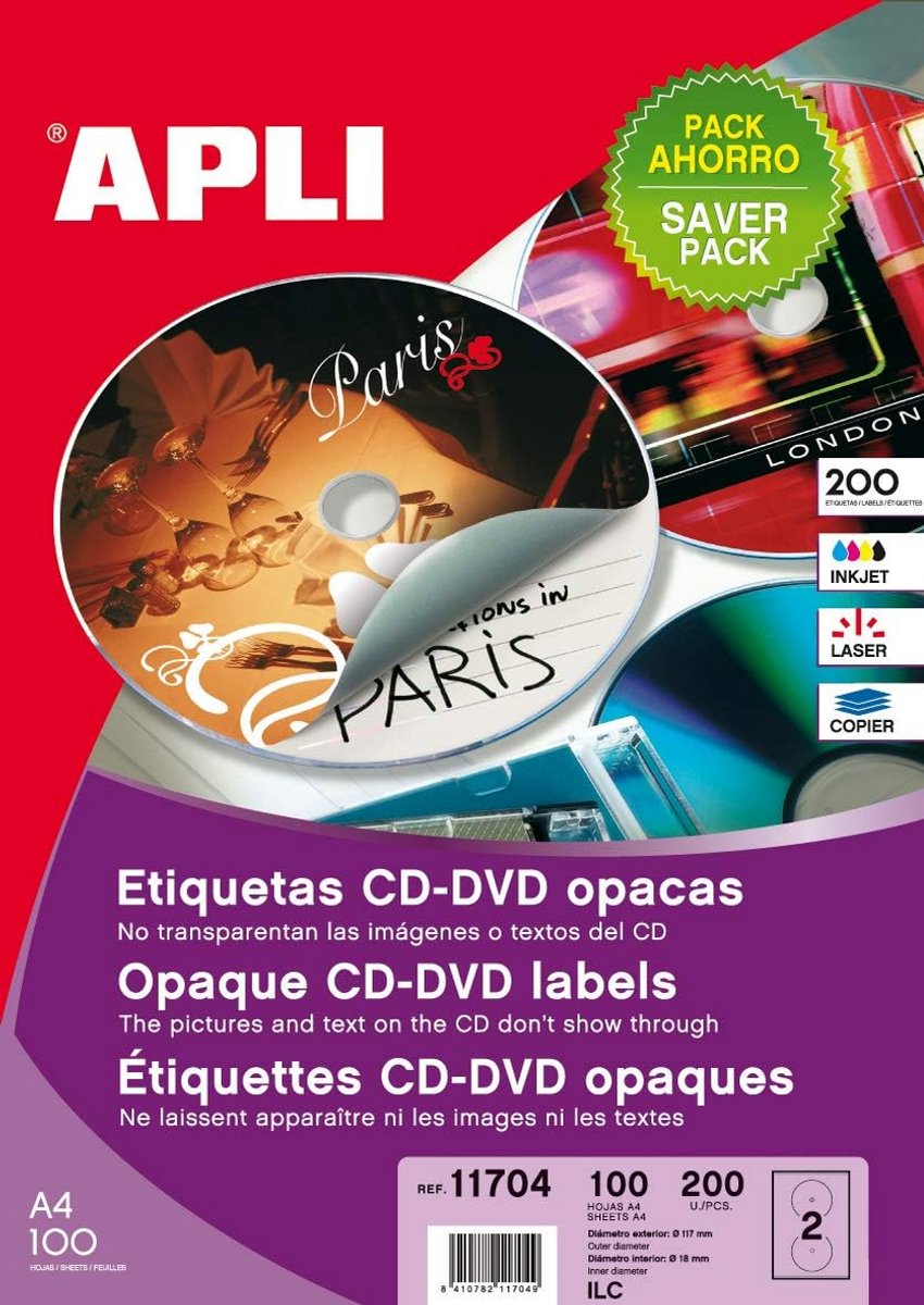 200x CD/DVD Etiketten Zelfklevend Rond - Voor Bedrukken & Organiseren