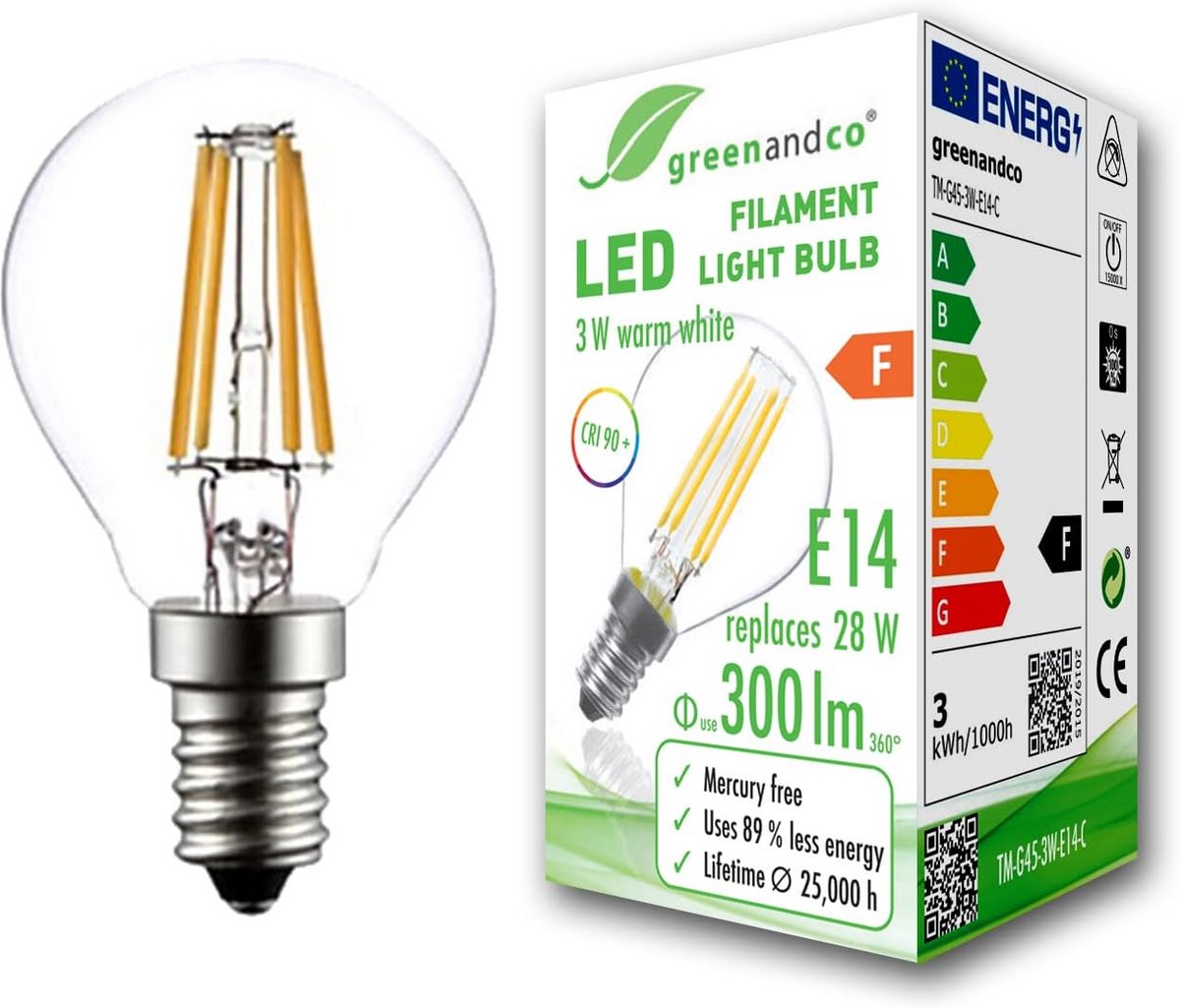 Globe LED Lamp E14 3W Vervangt 28W Gloeilamp - 300 Lumen Warm Wit CRI 90+ 360 Graden