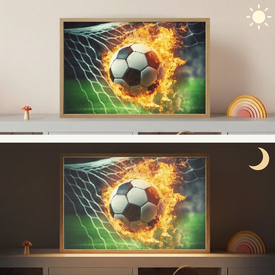 Nachtlampje 60x40 cm - Kinder lamp - Voetbal - Goal - Doelnet - Vuur - Tafellamp kinderkamer draadloos - Slaapkamer lampje - Bedlamp kinderen - Kinderlampje - Wandlamp babykamer - Nachtlampjes van Merkloos — afbeelding 4