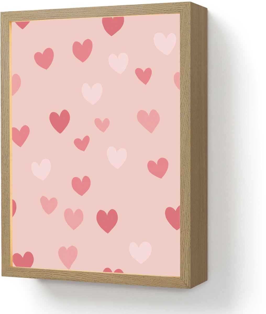 Wandlamp 30x40 cm - Oplaadbaar - Hartjes - Patroon - Roze - Wandlampen binnen woonkamer - 