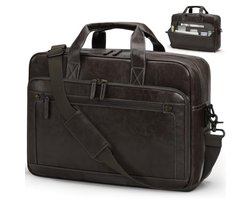 Retro Leren Messenger Tas voor Laptop – Waterdichte Schoudertas met Meerdere Vakken voor Werk en Reizen