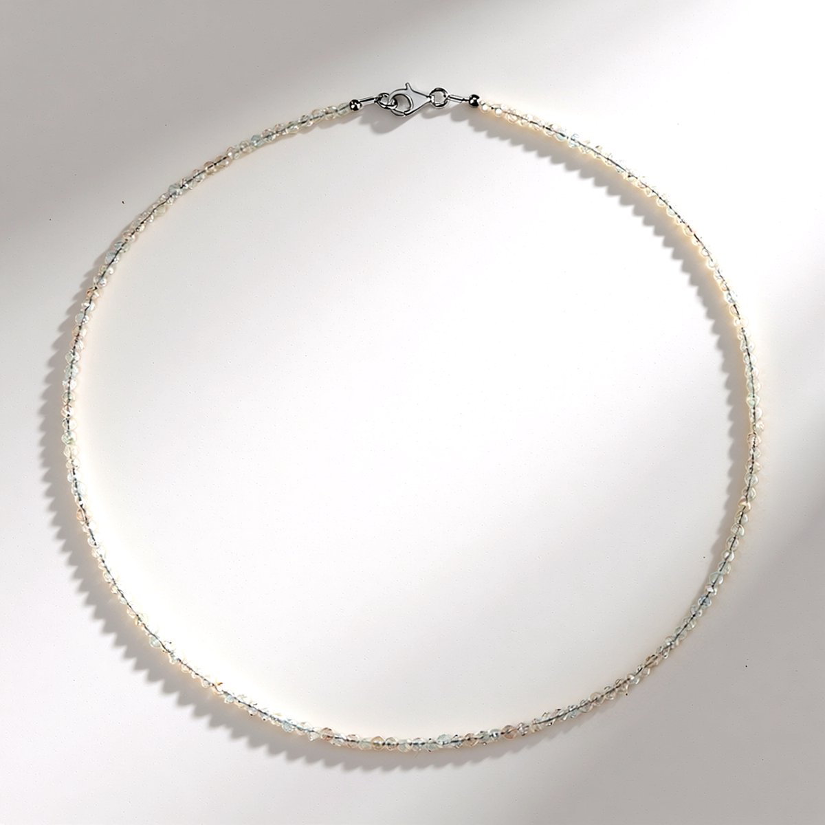 Cavill - Zilveren Halsketting 925 Sterling Zilver - 30,643 ct Witte Topaas Ronde Facetgeslepen Kralen - Elegante Minimalistische Dames Sieraden