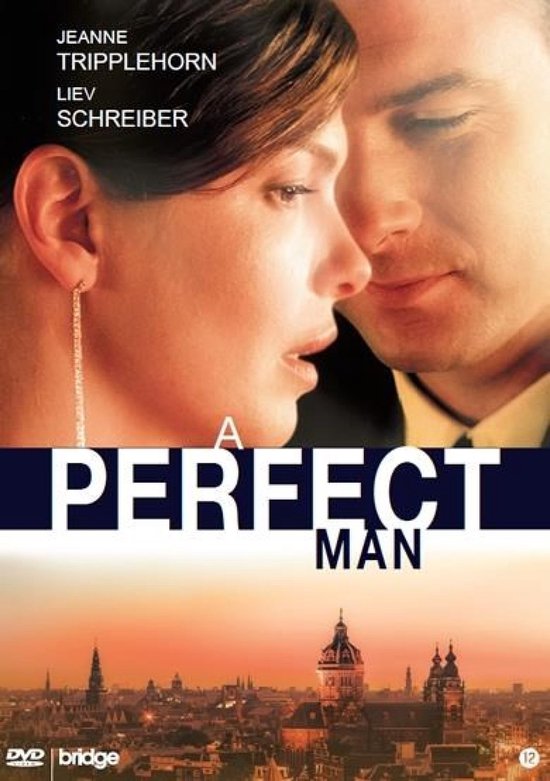 Filmcover met close-up van gezichten en titel 'A PERFECT MAN'.