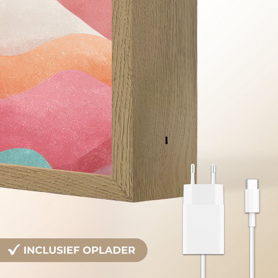 Nachtlampje 60x90 cm - Kinder lamp - Golven - Kleurrijk - Abstract - Tafellamp kinderkamer draadloos - Slaapkamer lampje - Bedlamp kinderen - Kinderlampje - Wandlamp babykamer - Nachtlampjes van Merkloos — afbeelding 5