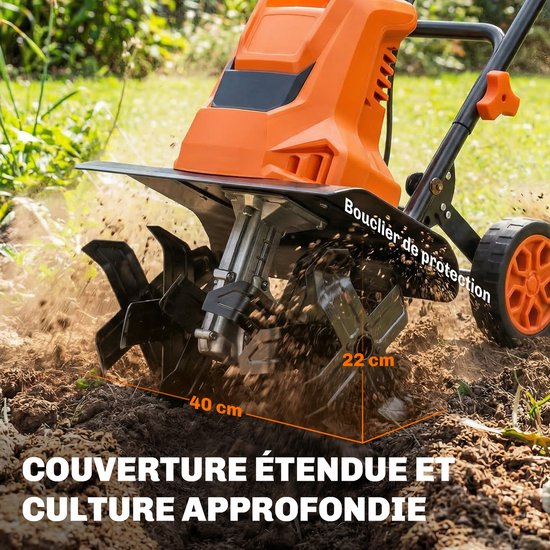 Outsunny Power Tillers - PP, 65Mn staal - 111 x 40 x 96 cm - Oranje — afbeelding 5