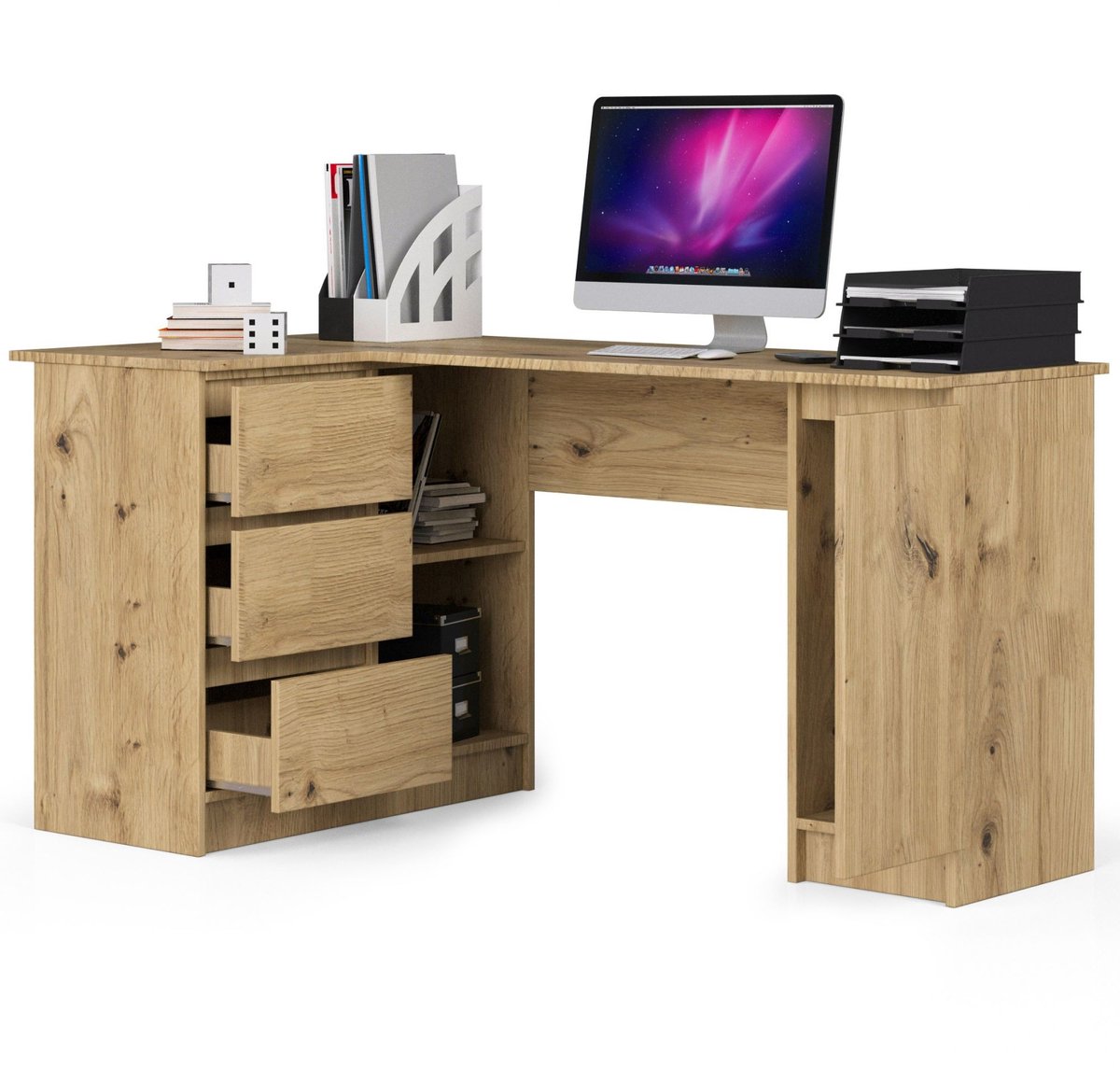 Hoekbureau Links B20 / Computerbureau / Computer Tafel / Bureautafel Links / Artisan Eik / 155 x 77 x 85 cm