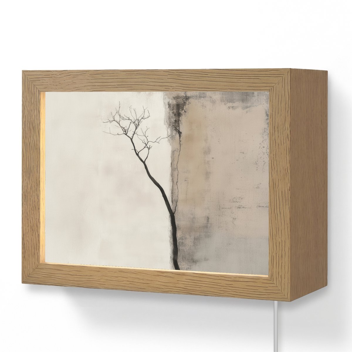 Wandlamp 20x15 cm - Oplaadbaar - Wabi sabi - Plant - Beige - Wandlampen binnen woonkamer -