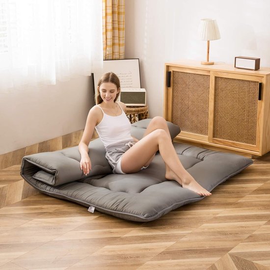 Opvouwbaar Matras - Futon Vloermat - Comfortabel Slapen - Traagschuim Vulling - 190x135x10cm - Antracietgrijs — afbeelding 4