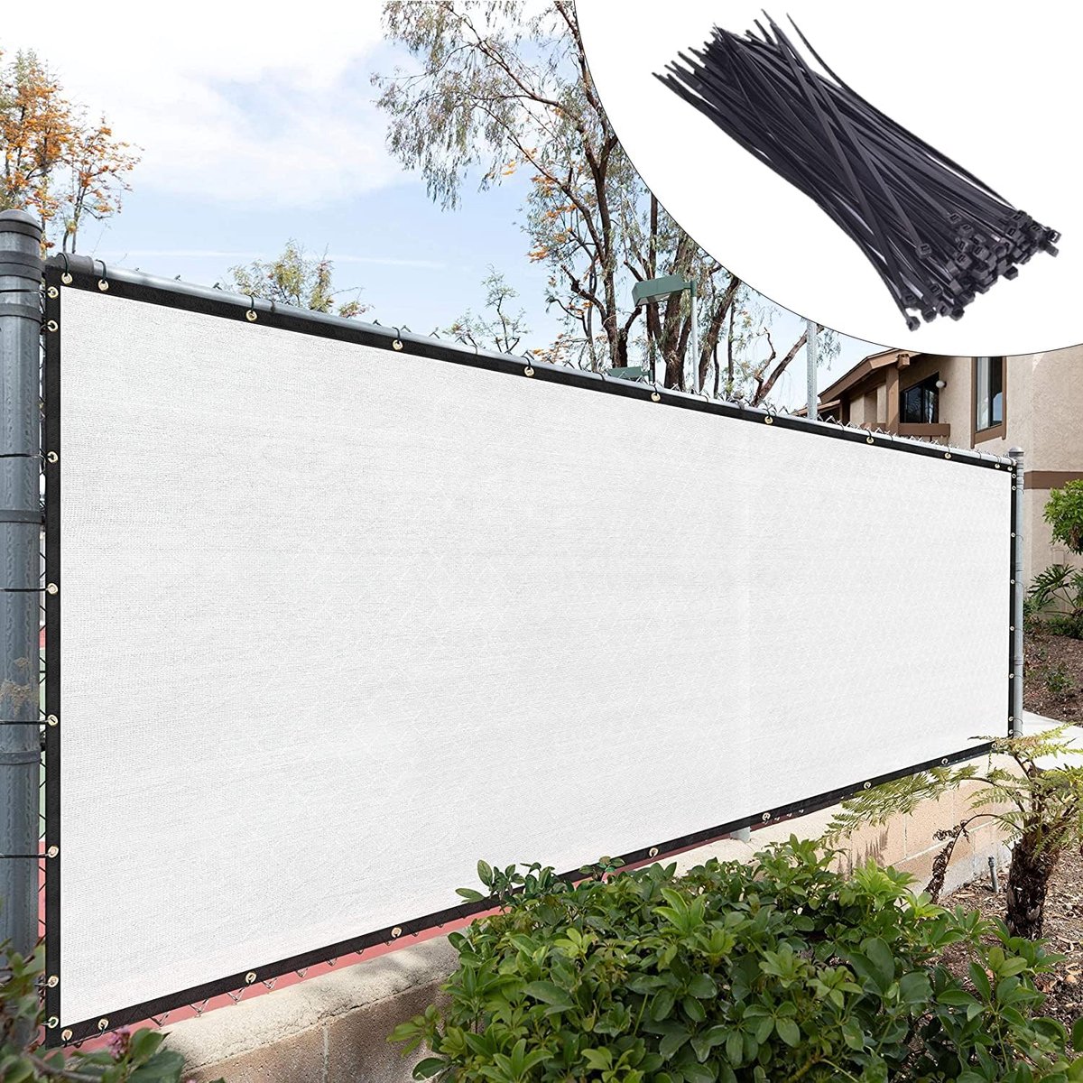 Privacy Scherm - Omheining Net - Tuin Afschermen - Op Maat Gemaakt - 4 x 59 Voet - Wit
