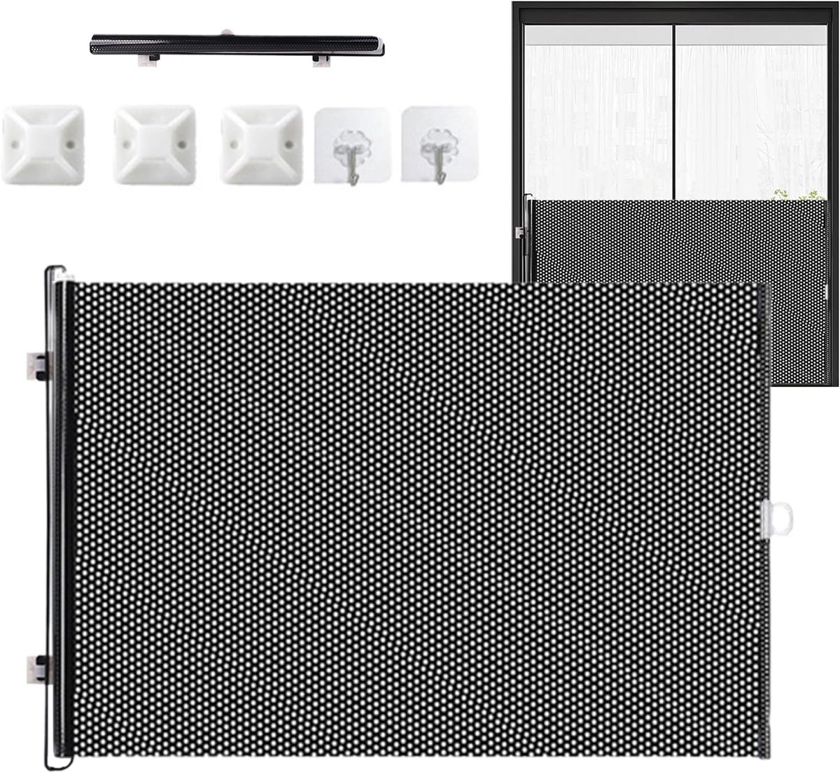 Intrekbare Hondenpoort - Kattenbarrière Opvouwbaar - Veiligheid Kinderen Huisdieren - Zuignap Installatie - 125 cm Breed - Meerkleurig
