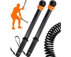 Daity Set van twee draadloze battle ropes, fitnessapparatuur voor thuis, verstelbare weerstandstrainingstouwen, geschikt voor intervaltraining met hoge intensiteit, cardiotraining, krachttraining en spieropbouw (oranje).