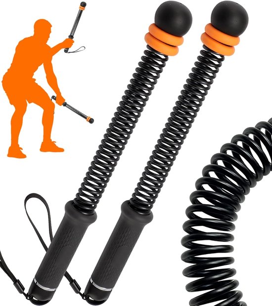 Daity Set van twee draadloze battle ropes, fitnessapparatuur voor thuis, verstelbare weerstandstrainingstouwen, geschikt voor intervaltraining met hoge intensiteit, cardiotraining, krachttraining en spieropbouw (oranje).