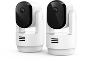 Twee Arlo Essential 3 HD beveiligingscamera's voor binnen.