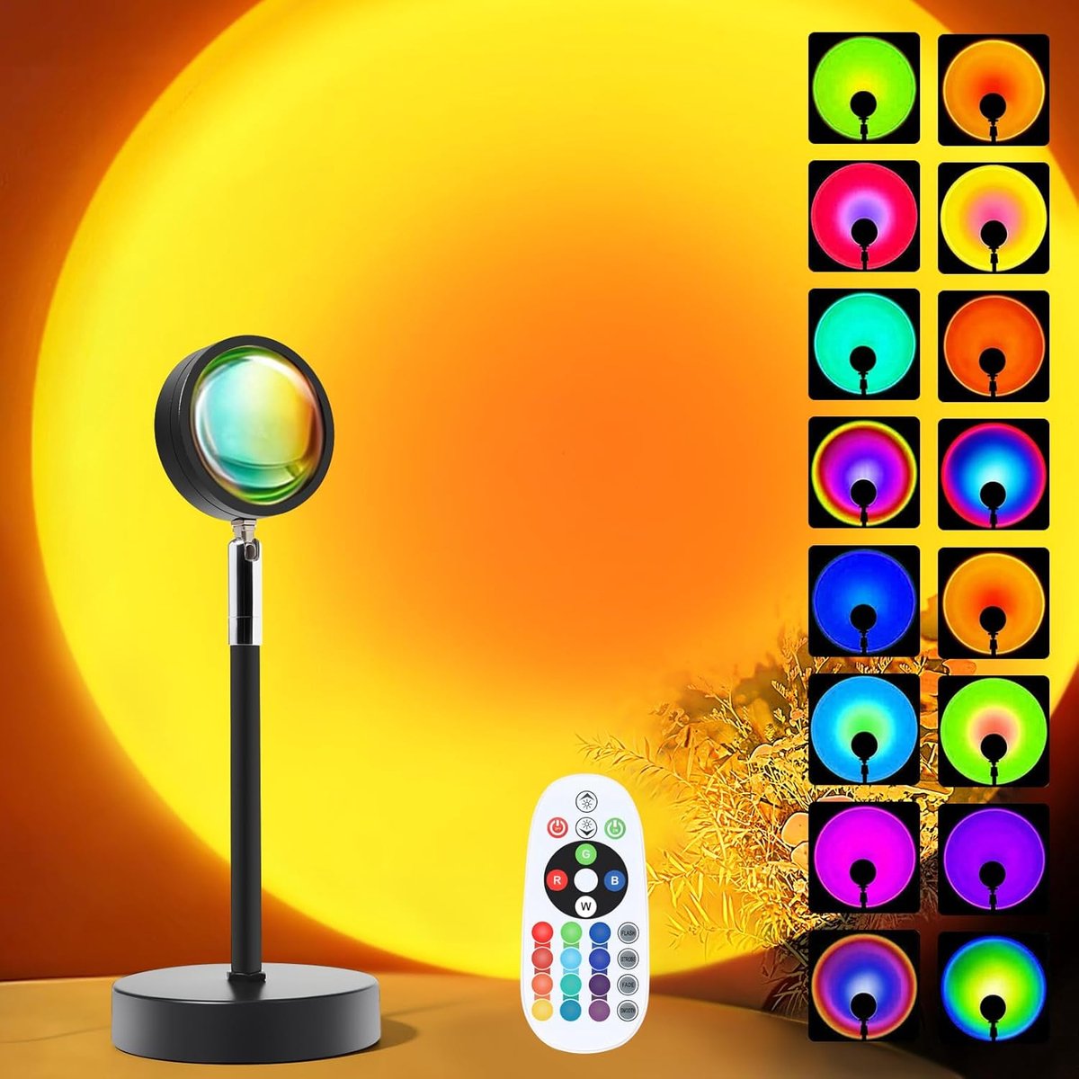 Zonsondergang Lamp Projector - Regenboog Licht Effect - Sfeer Creëren - 16 Kleuren Verstelbaar - Multicolor