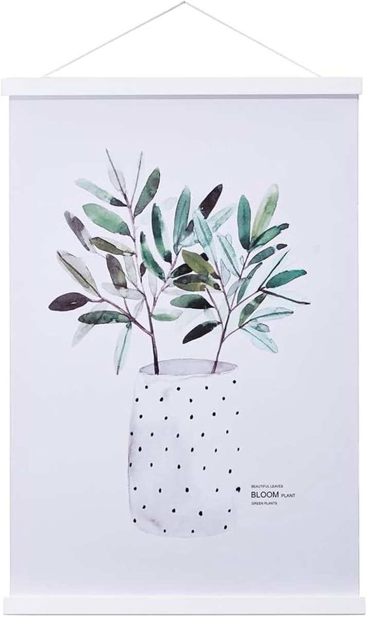 Posterhanger Hout - Magnetisch Frame - Kunst Ophangen - Sterke Magneten - 21cm Breed - Wit