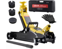 VEVOR Hydraulische Krik met Hefvermogen van 2,5 Ton, Platte Stalen Krik met Snelhefpomp met Één Zuiger en Suv-Adapters, Autokrik voor Sedans, Hefbereik van 85–320 mm, Krik voor Raceauto's