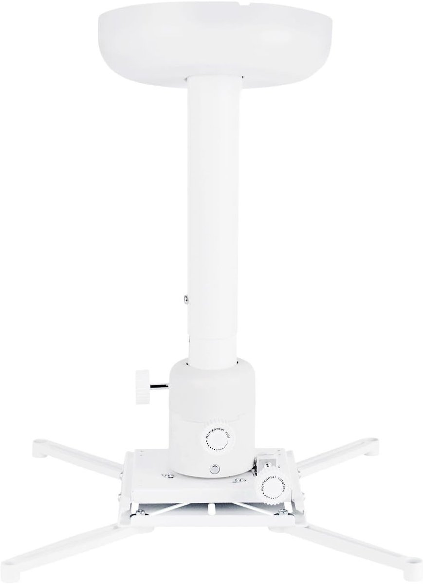 Projector Beugel - Plafondhouder Beamer - Home Cinema Setup - Verstelbare Armlengte - 500-800 mm Bereik - Wit