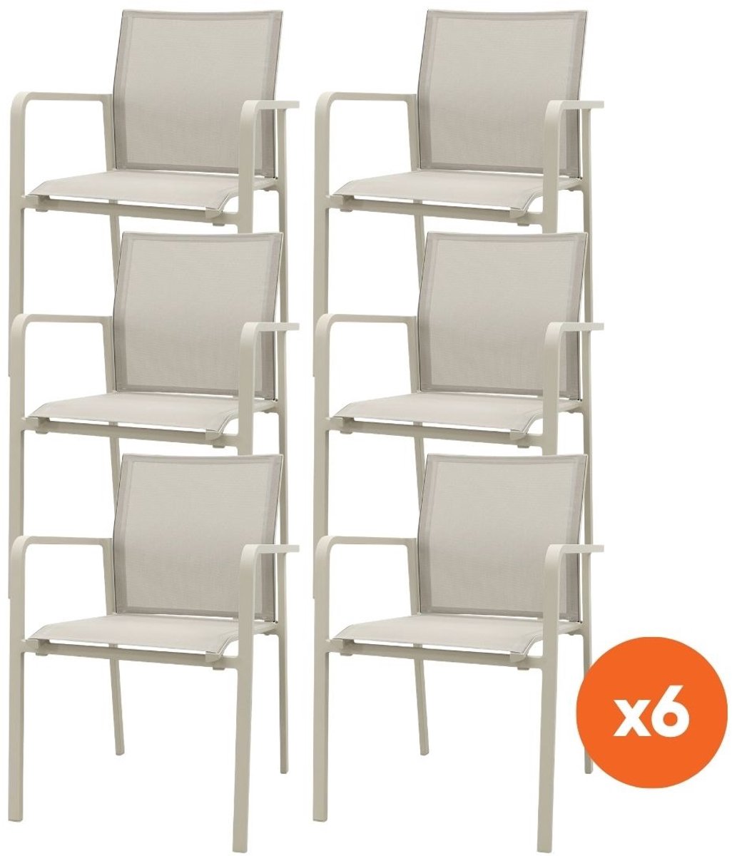 Set van 6 - Wales stapelbare dining tuinstoel - Mokka
