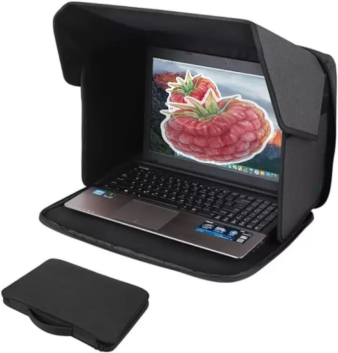 Laptop-zonnekap — Antireflectie- & privacyscherm — Draagbare, opvouwbare zonnekap (16 inch)