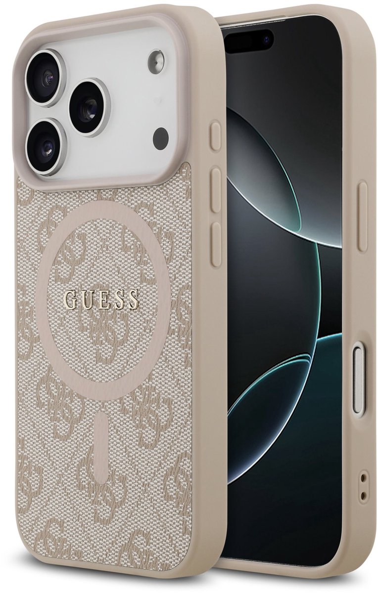 Guess Back Cover Case - iPhone 17 Pro - Pink - MagSafe PU Leather - 4G Classic Logo